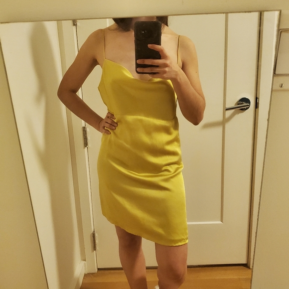 Stelen Chartreuse Cowl Neck Slip Dress - Picture 6 of 6